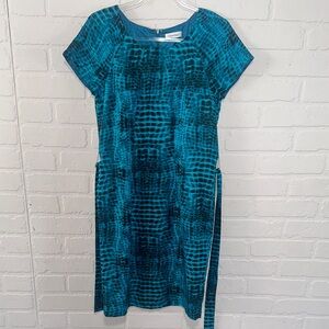 Calvin Klein Blue Patterned Midi Dress